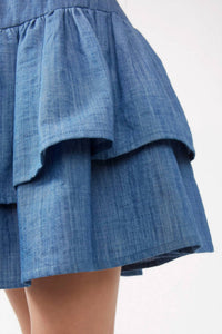 Compania Fantastica - Girls' Chambray Tiered Ruffle Skirt