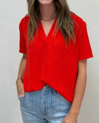 entro V-neck Shirt in red - women's t-shirt