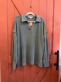 Rae Mode - Women's Mineral Washed Waffle Collar Tunic