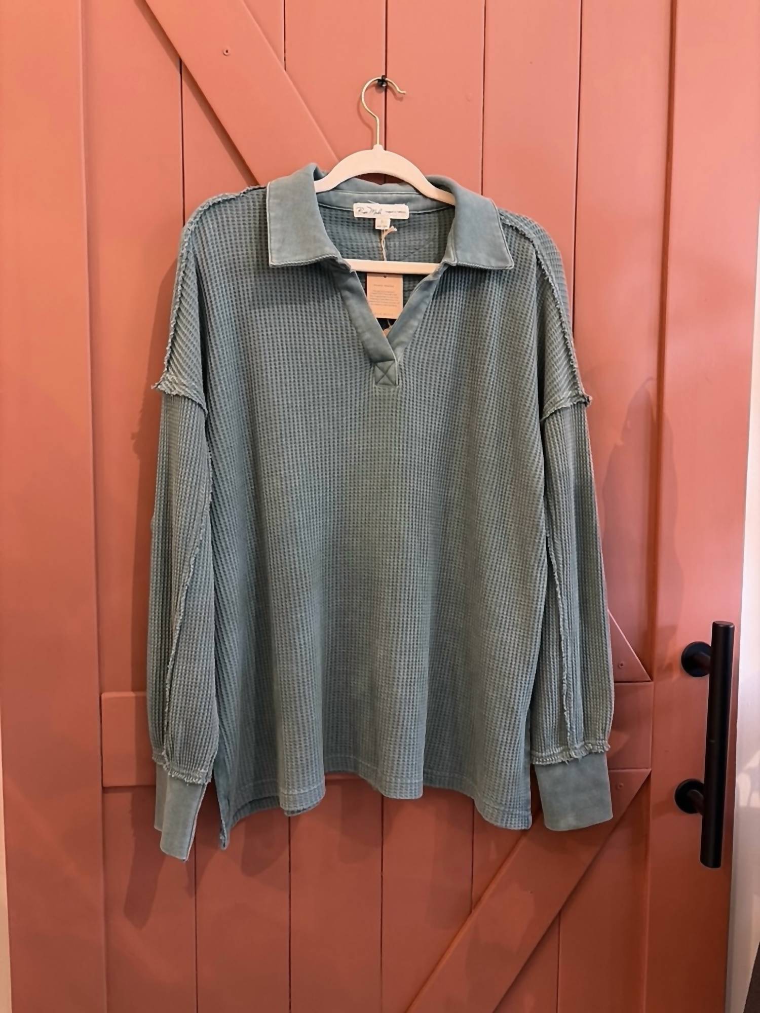 Rae Mode - Women's Mineral Washed Waffle Collar Tunic