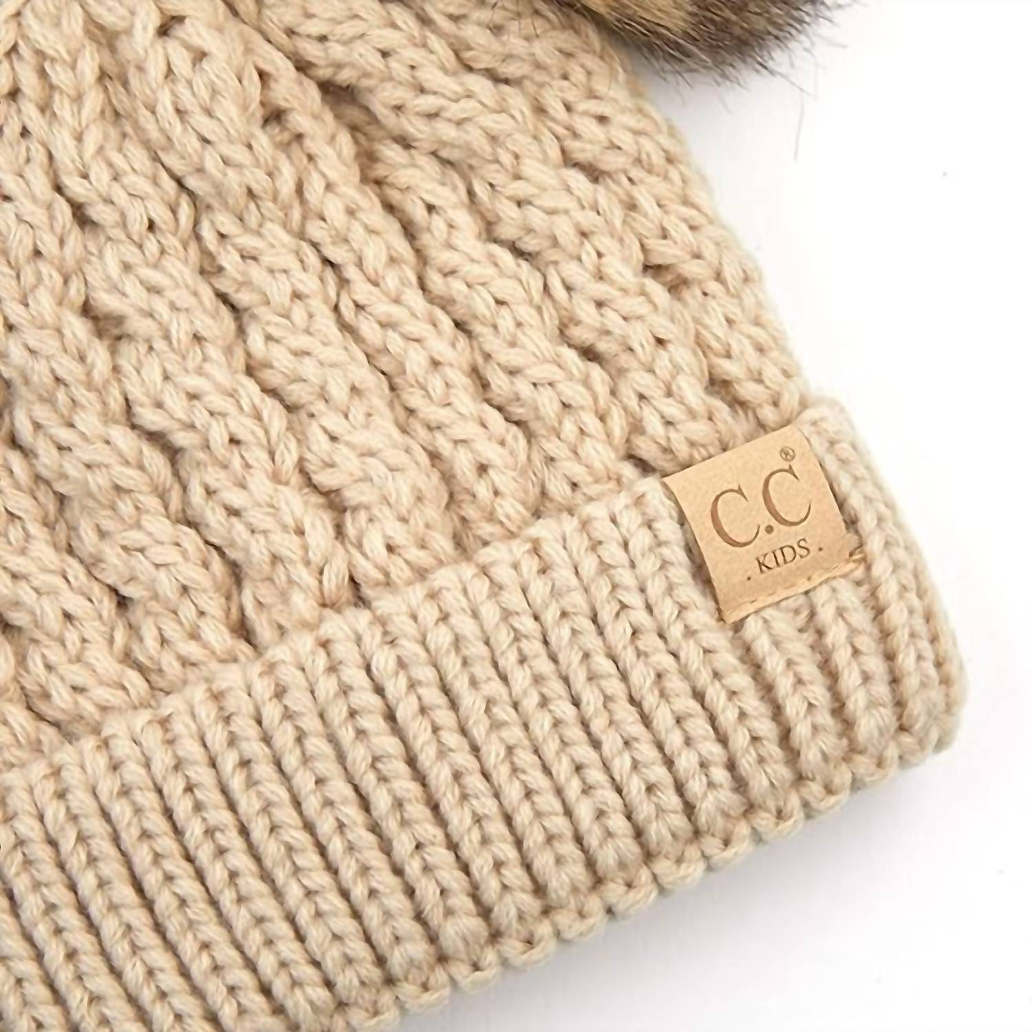 C.C Beanie - Kids Double Fur Pom Beanie