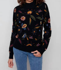 Charlie B - Embroidered Mock Neck Sweater