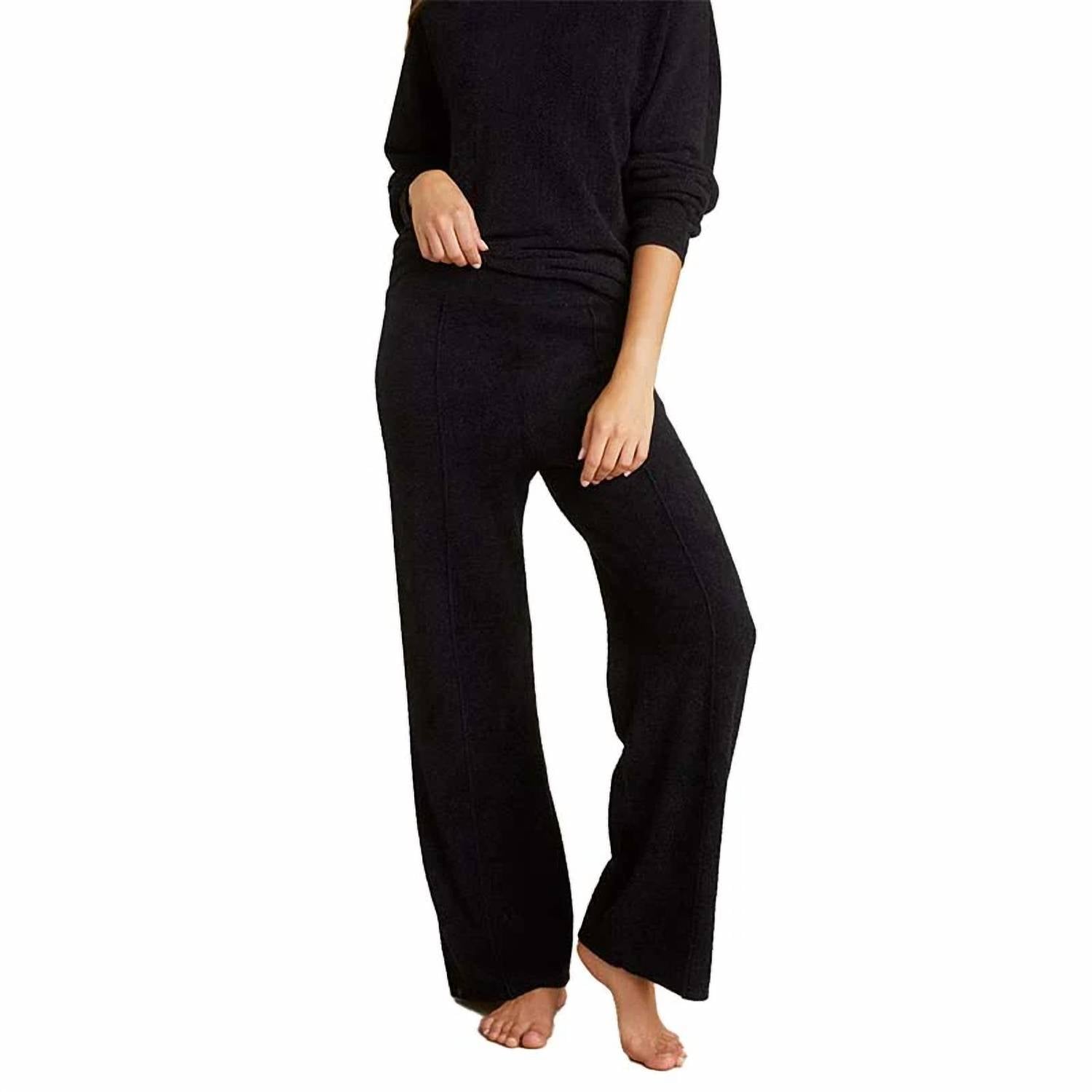 BAREFOOT DREAMS CozyChic Lite Wide Leg Seamed Pant in black - women's pants