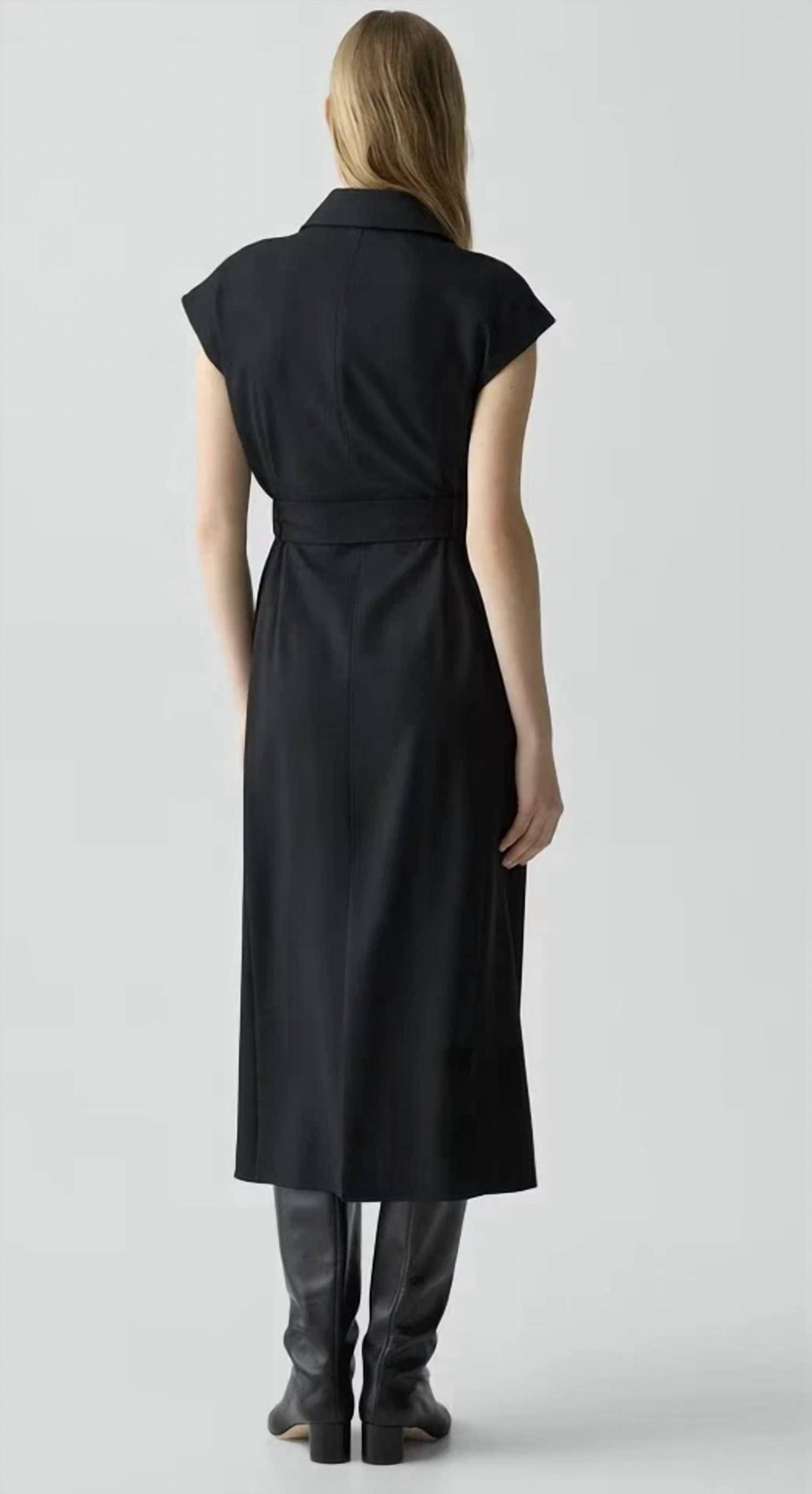 Theory - CRISP COLLAR DOUBLE BREASTED BELT DRESS