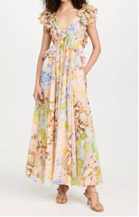 Zimmermann - Pop Ruffle Sleeve Midi Dress