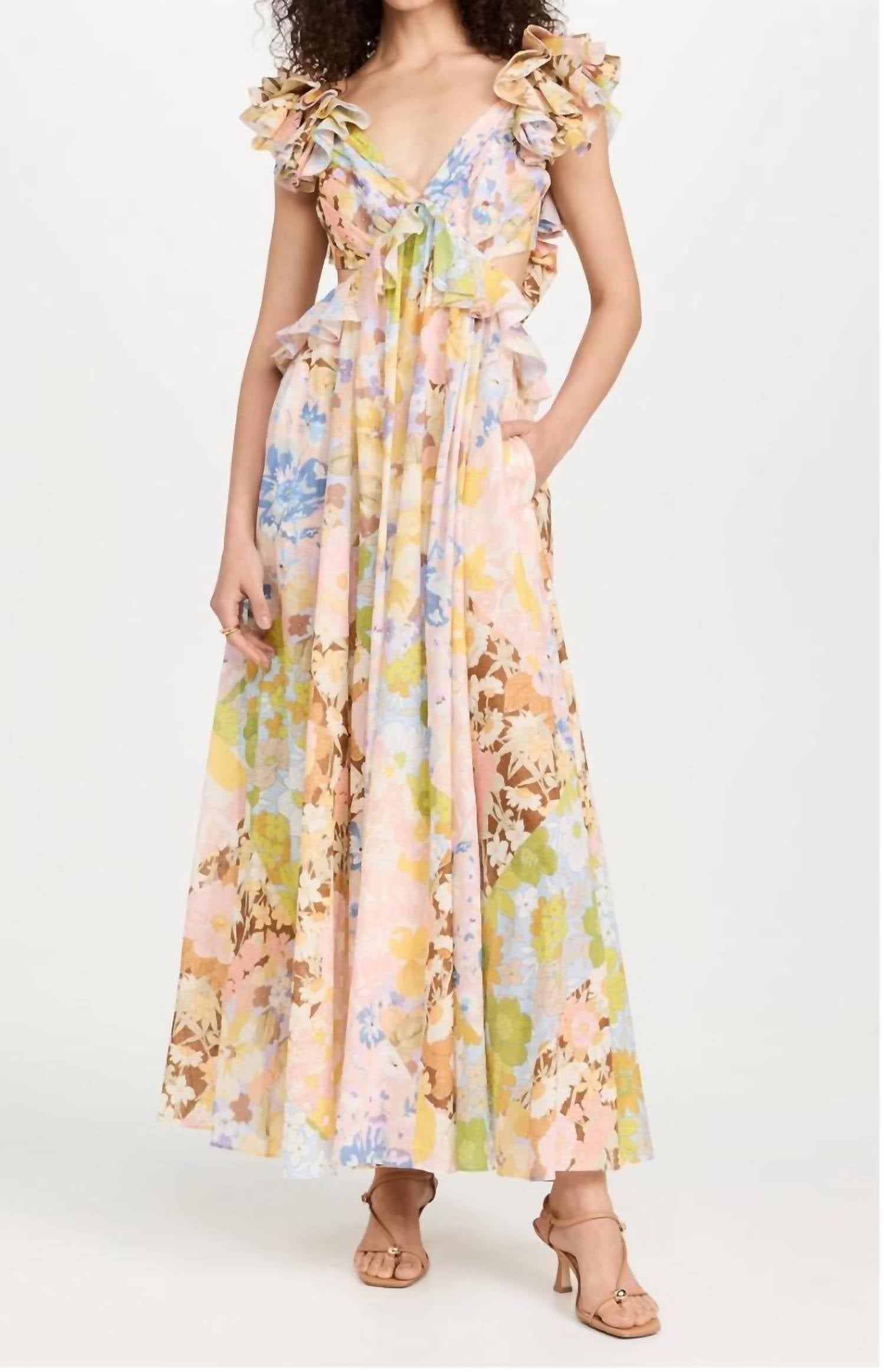 Zimmermann - Pop Ruffle Sleeve Midi Dress