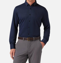 Mizzen + Main Halyard Long Sleeve Dress Shirt Top in navy - men's long sleeve top - alternate view