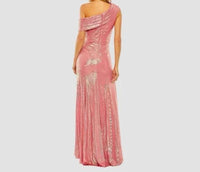 Mac Duggal - Metallic Off The Shoulder Ruched Waist Slit Gown