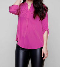Renuar Woven Blouse Shirt in mulberry - women's blouse
