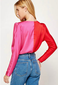 Strut & Bolt - KOSLOW CROSSOVER V-NECK TWO-TONE BODYSUIT