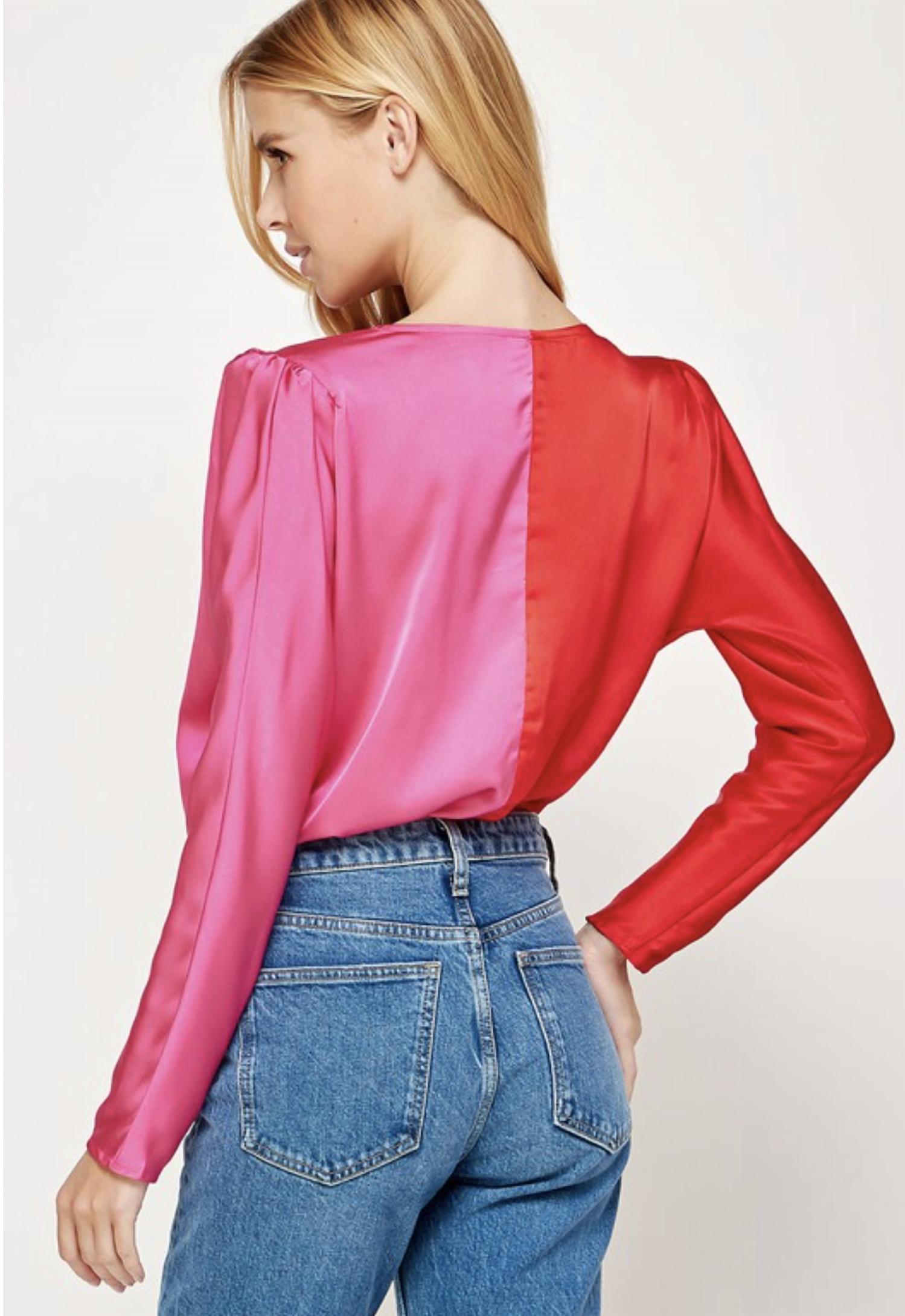 Strut & Bolt - KOSLOW CROSSOVER V-NECK TWO-TONE BODYSUIT