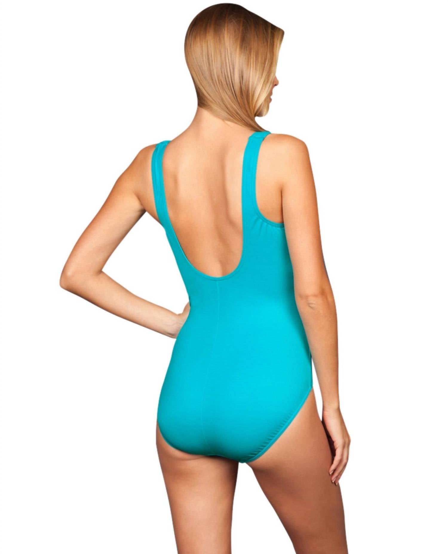 Miraclesuit D-cup Pandora One Piece Swimsuit in aquamarine - women's swimwear - detail view