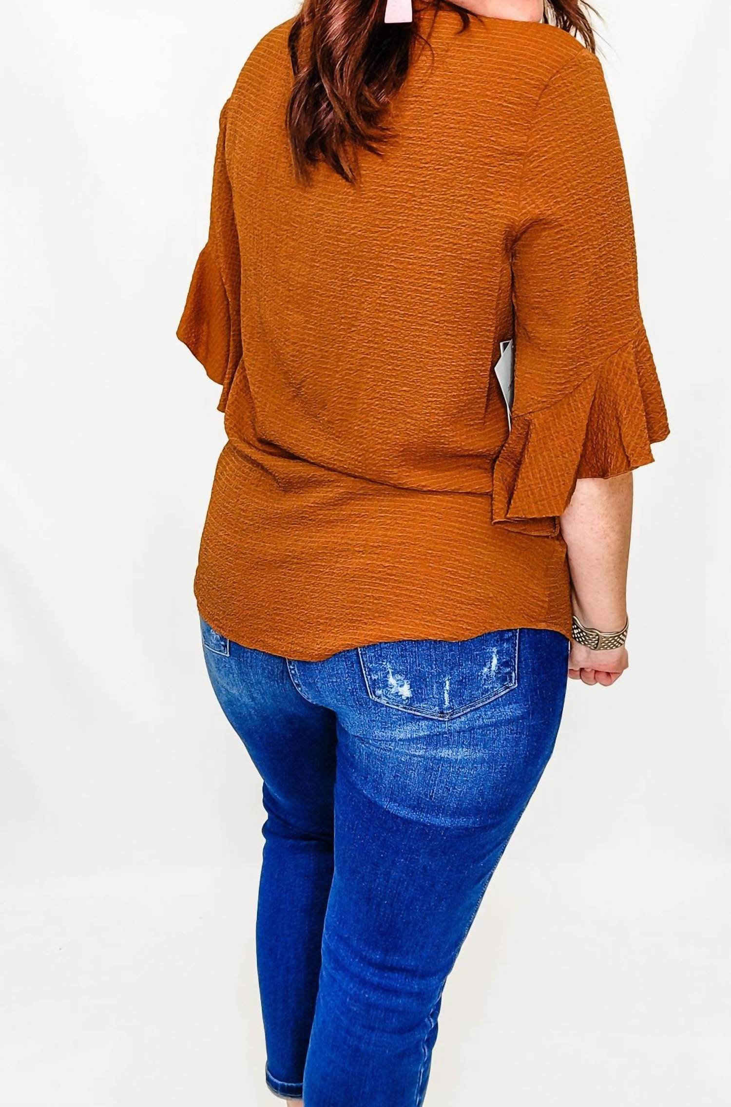 Multiples - Three Quarter Ruffle Sleeve Top
