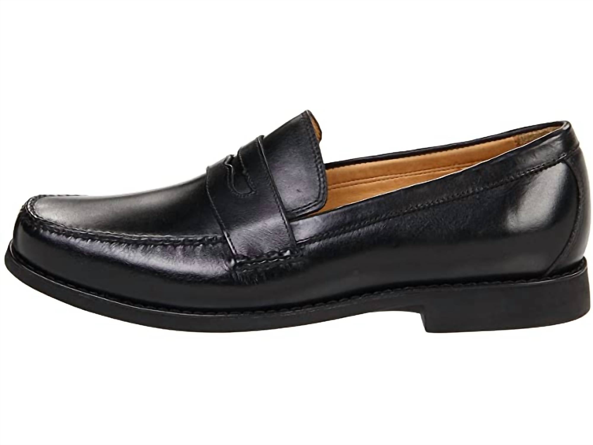 JOHNSTON & MURPHY Men's Ainsworth Penny Loafer in black - men's loafer - detail view