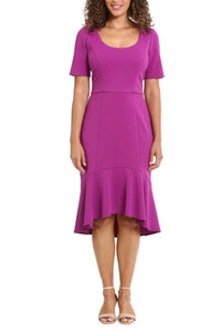London Times - Flounce Hem Short Sleeve Sheath Dress