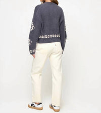 L*SPACE Cosmos Zip Sweater in snowy mile fair isle - women's sweater - alternate view