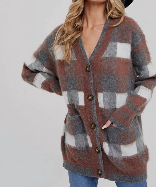 Tartan Plaid Print Cardigan