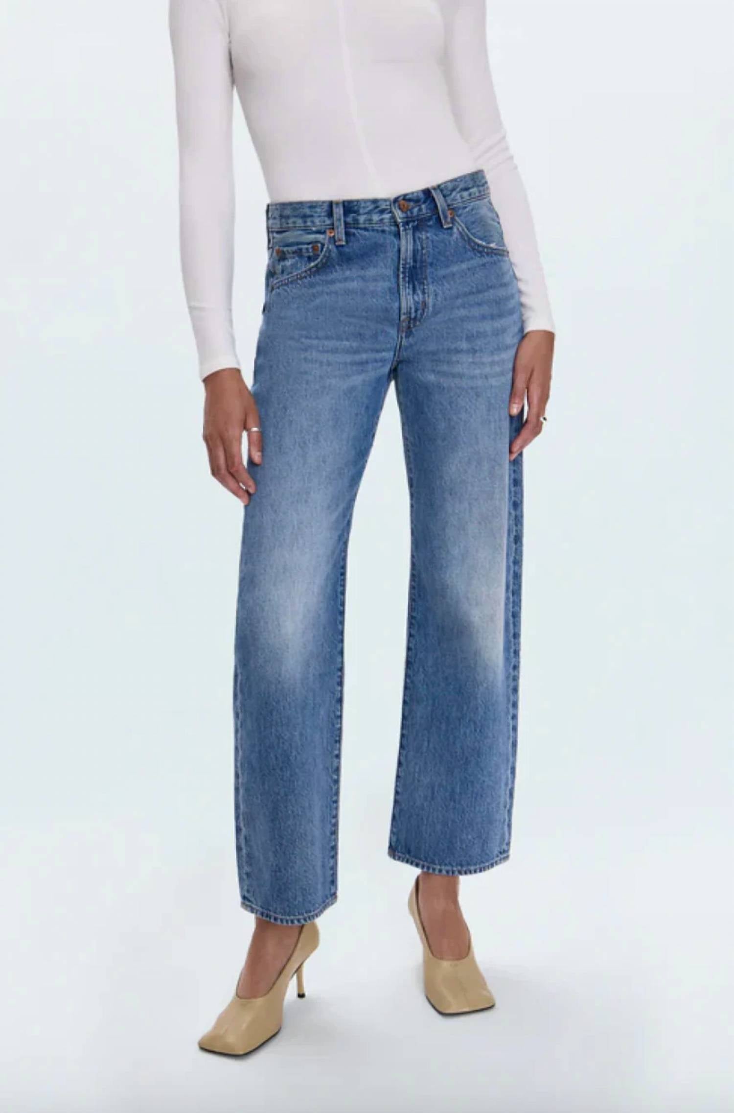 Pistola - Lexi Mid Rise Bowed Straight Jeans