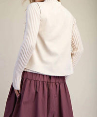 Easel Embroidery Detailing Suede Vest in ecru - women's jacket - detail view