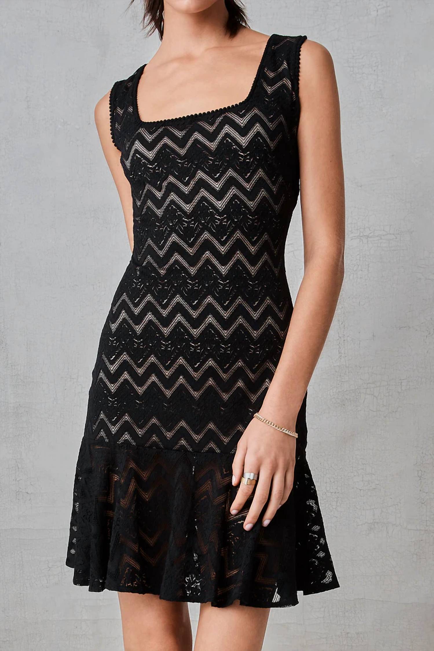 Kevan Hall - Square Neck Chevron Dress
