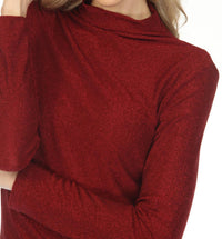 Joseph Ribkoff - Shimmery Mock Neck Ruched Top