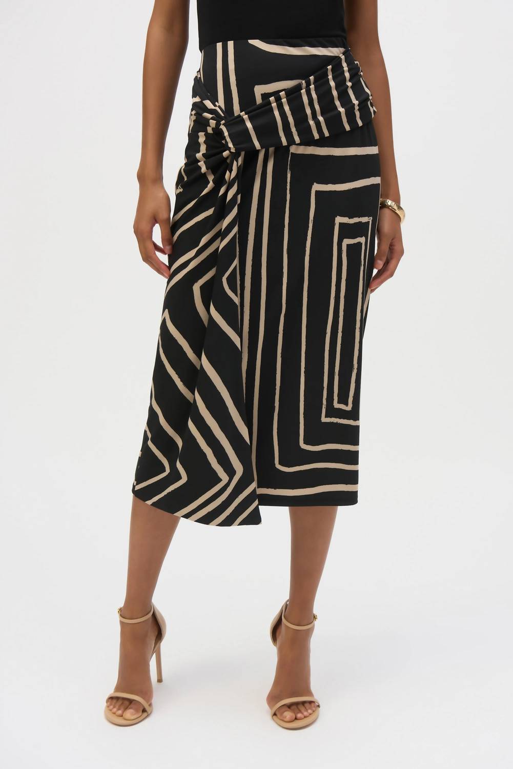 Joseph Ribkoff - Silky Knit Geometric Print Midi Pencil Skirt