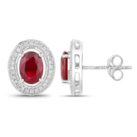 Diana M Jewels - Women's Oval Natural Ruby Stud Earrings (2.12 Ct) - Classic Plus