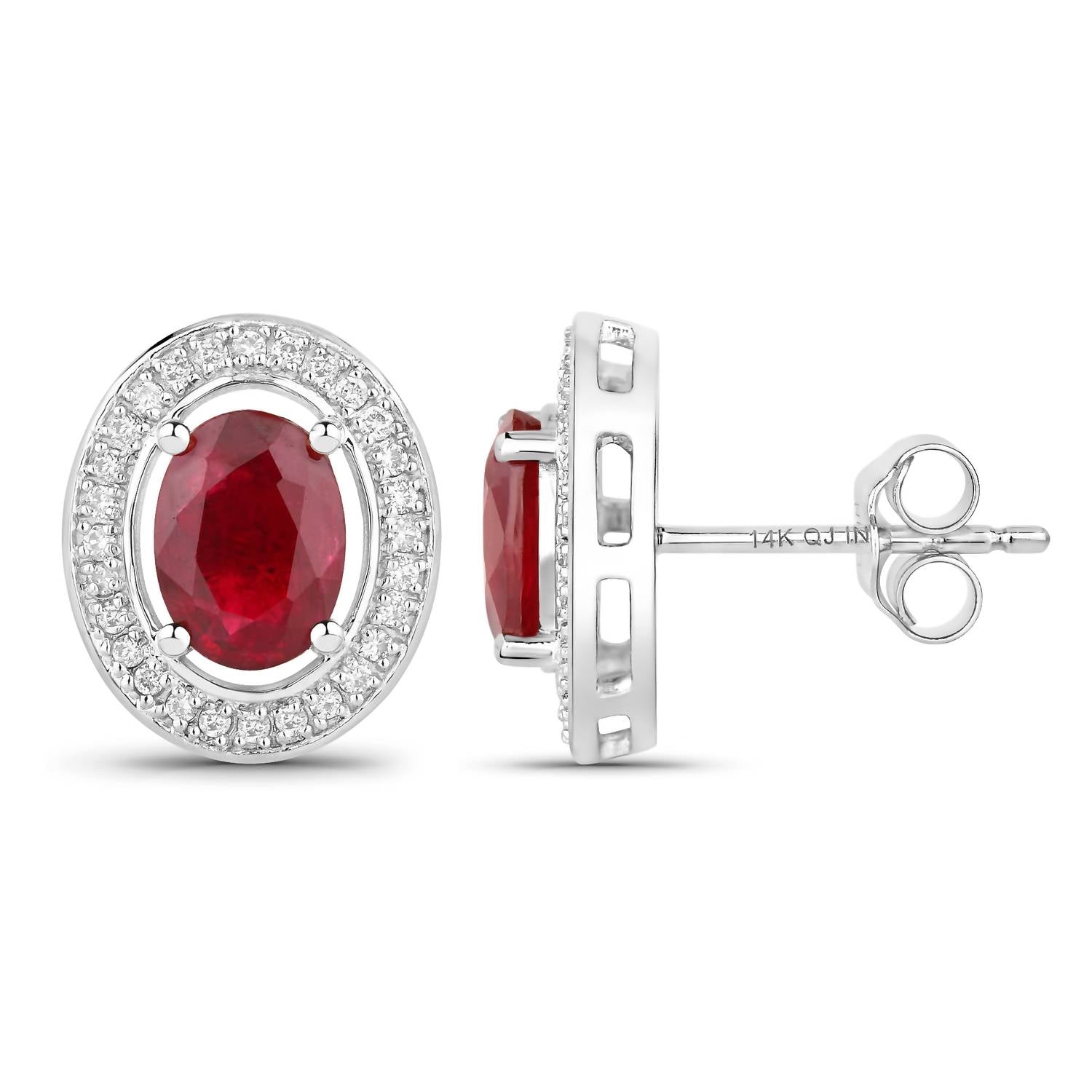 Diana M Jewels - Women's Oval Natural Ruby Stud Earrings (2.12 Ct) - Classic Plus