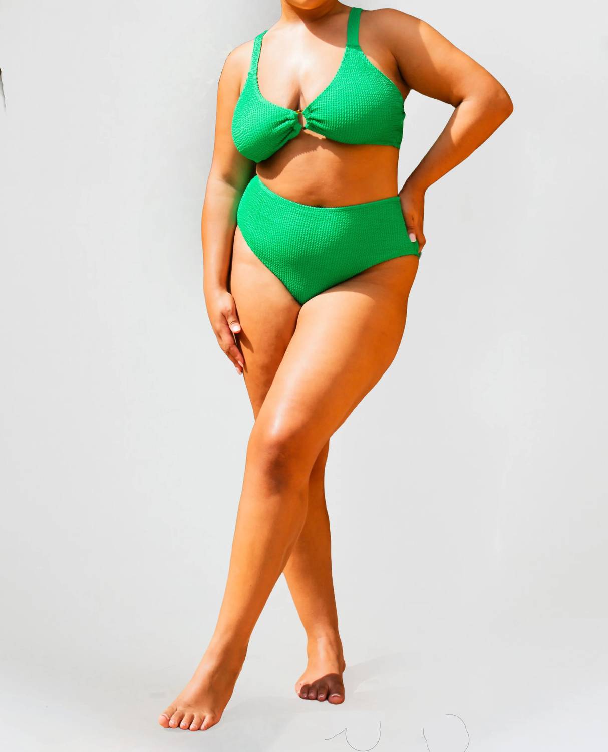 Fashion Szn Curve - Crinkle Trim Detail Bikini Set