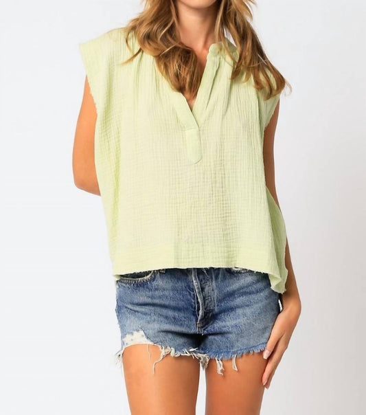 Olivaceous - Best-Loved Frayed Muscle Gauze Tank