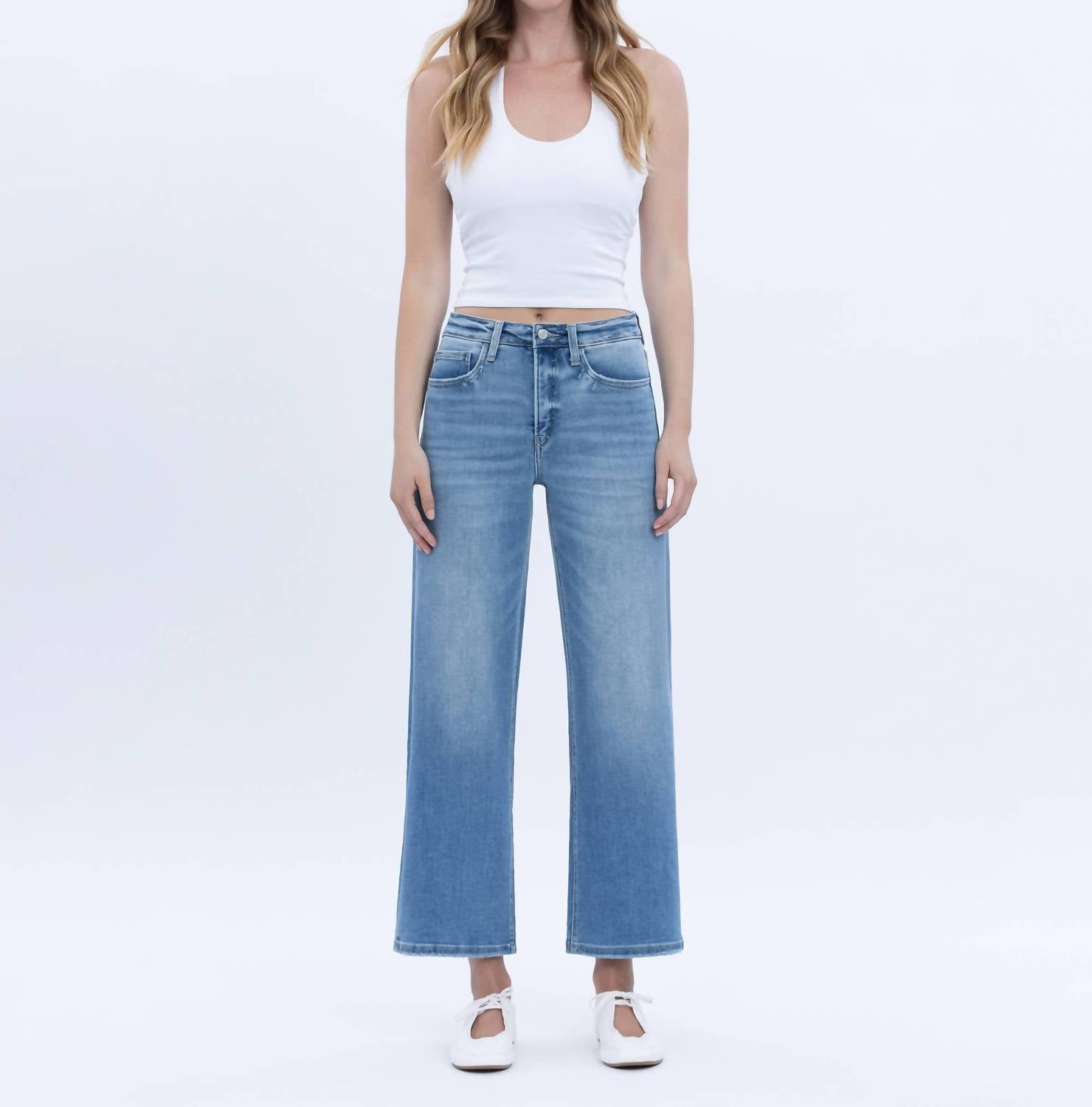 Lovervet - Willa Tummy Control High Rise Crop Wide Jeans