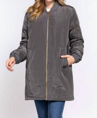 Active Basic - Long Line Bomber Jacket