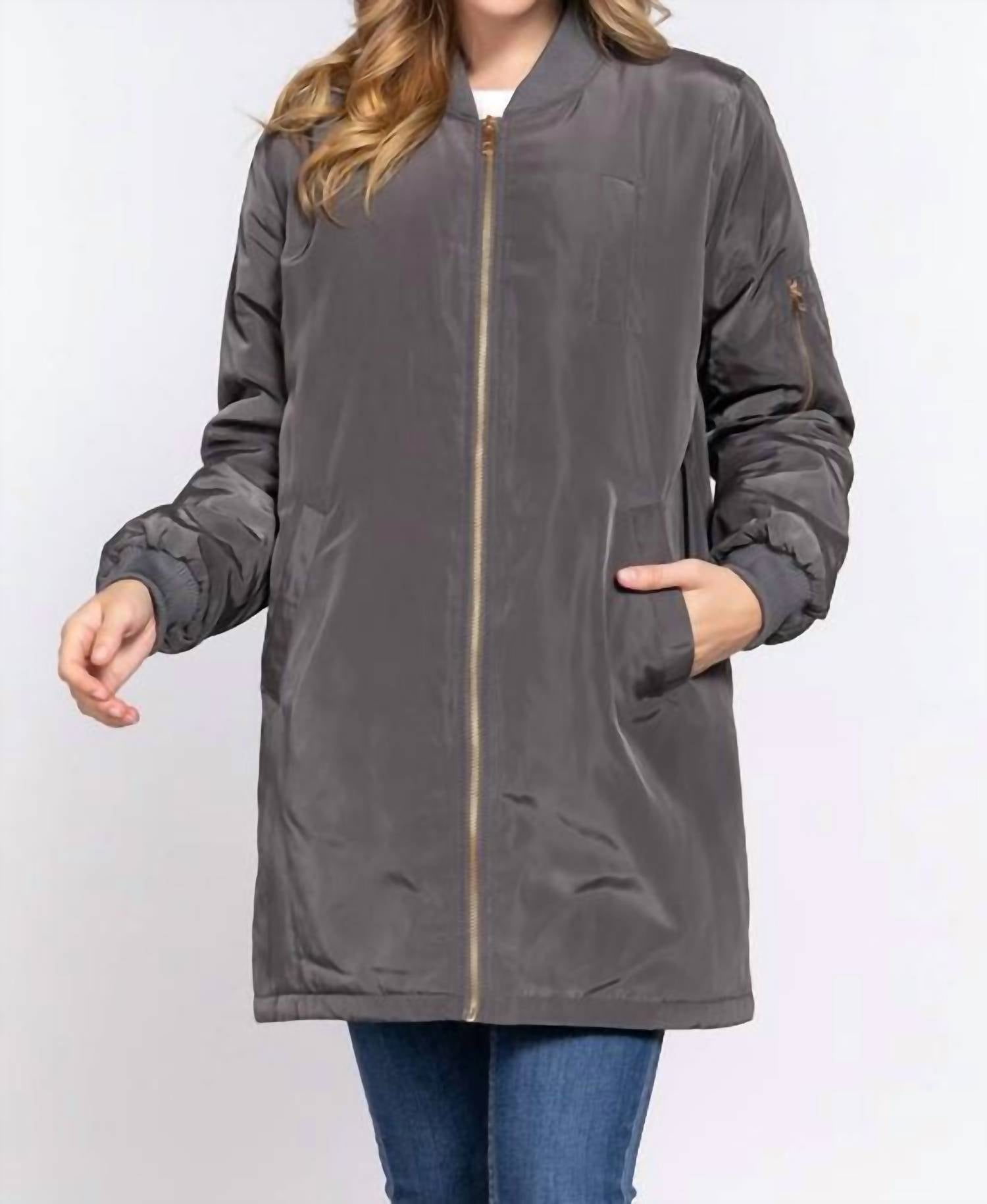 Active Basic - Long Line Bomber Jacket