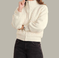 525 America Addison Cable Knit Puffer Jacket in sea salt - women's jacket