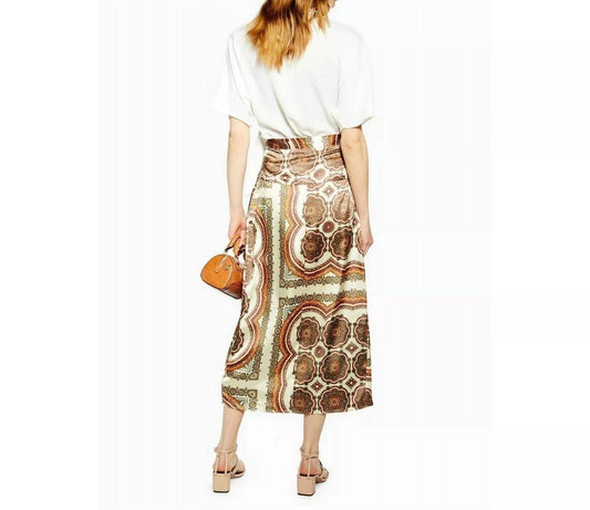 Topshop - Bias Satin Paisley Print Midi Wrap Skirt