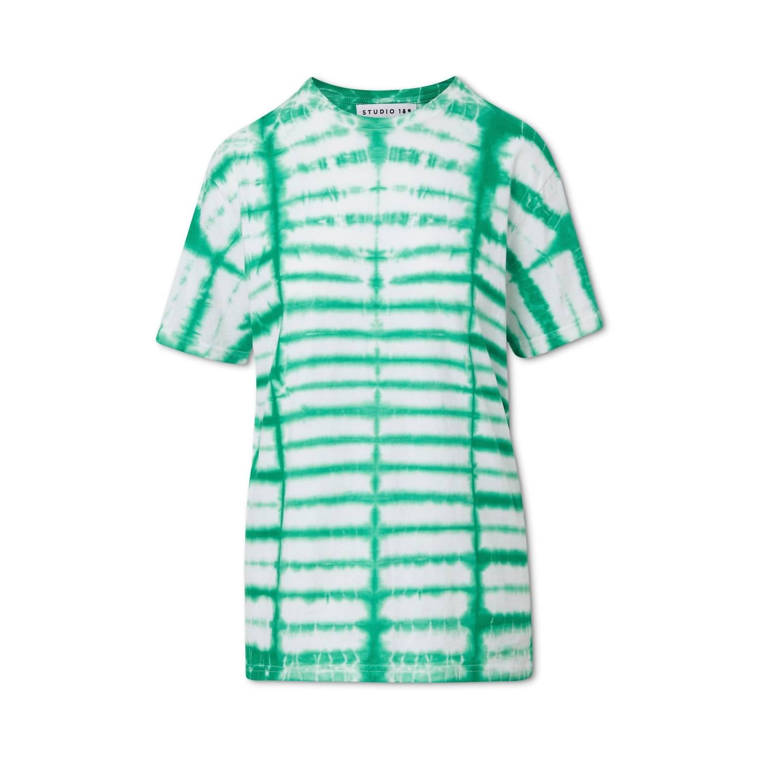 Studio 189 Women's Hand Batik Cotton T Shirt in shibori green - women's t-shirt