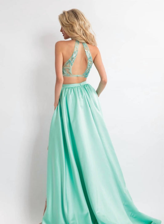 Rachel Allan - Beaded Matte Satin Two-piece Prom Dress