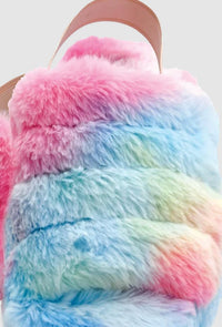 Iscream - Girl's Tie Dye Rainbow Furry Slippers