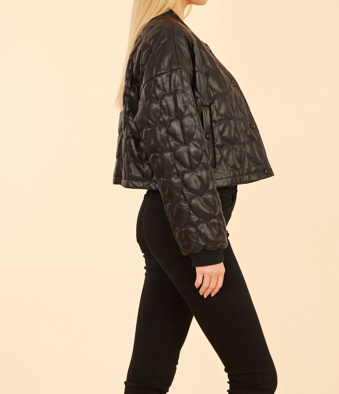 Dolce Cabo - Faux Leather Heart Quilted Jacket