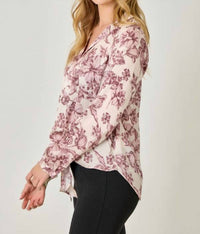 mystree Satin & Sweet Tie Front Blouse in almond mix - women's blouse - alternate view