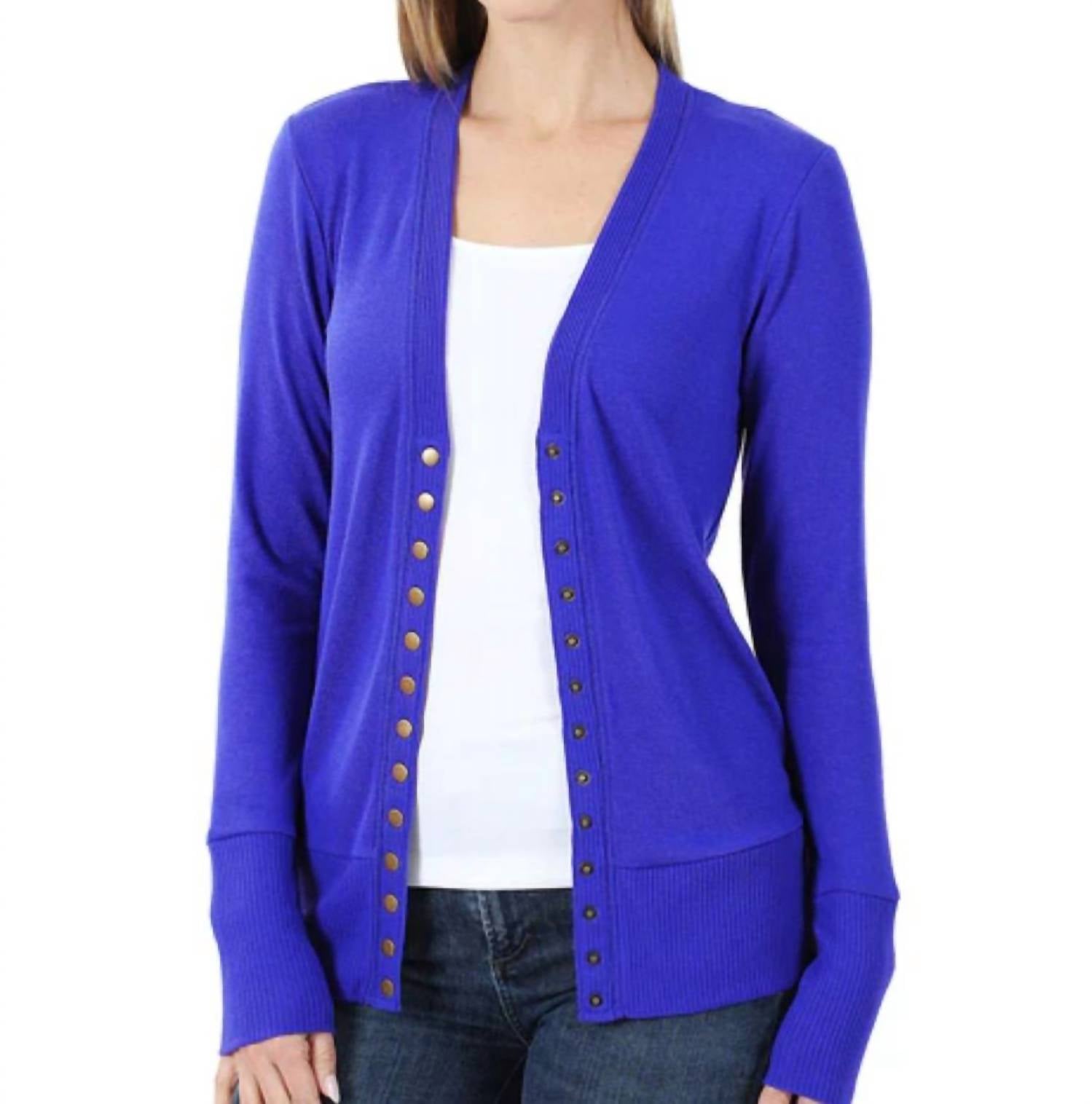 Zenana - Snap Full Sleeve Cardigan