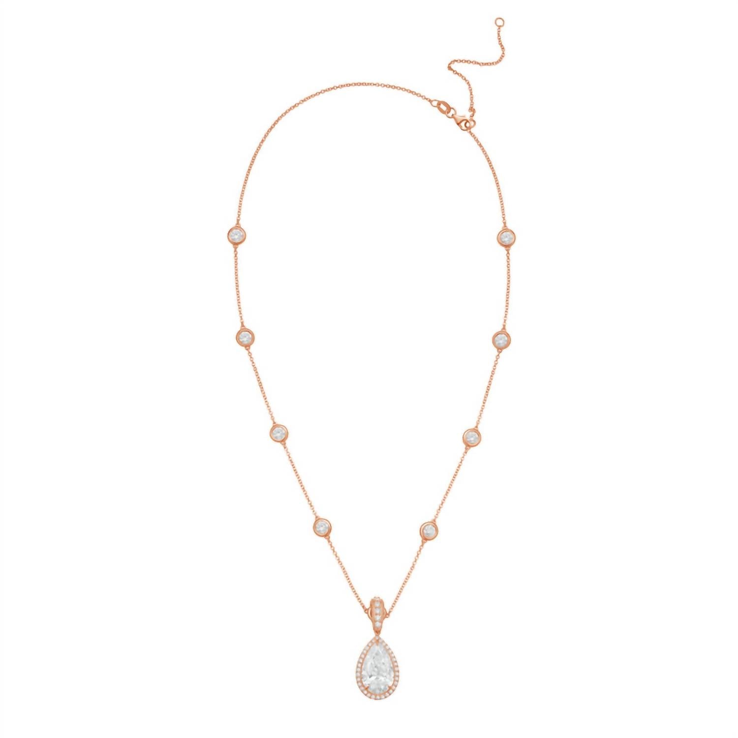 Diana M Jewels - Women's Pear & Round Lab-Grown Diamond Pendant Necklace (8.00 Ct) - Elegant Plus