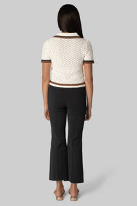 Cara Cara - Ginger Crochet Awning Knit Polo Shirt