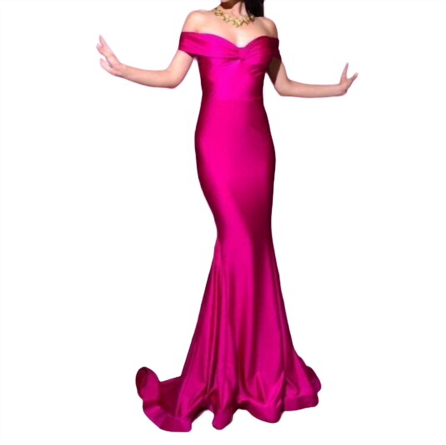 JESSICA ANGEL Off the Shoulder Gown in fuchsia - women's dress