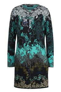 Ivko - Women's Coatigan Floral Print Dress