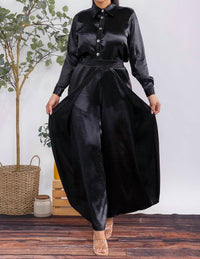 Karen T Design - Button Down Shirt And Open Pants Set