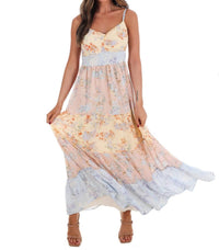 In February Garden Party Floral Maxi Dress in pastel multi - women's dress