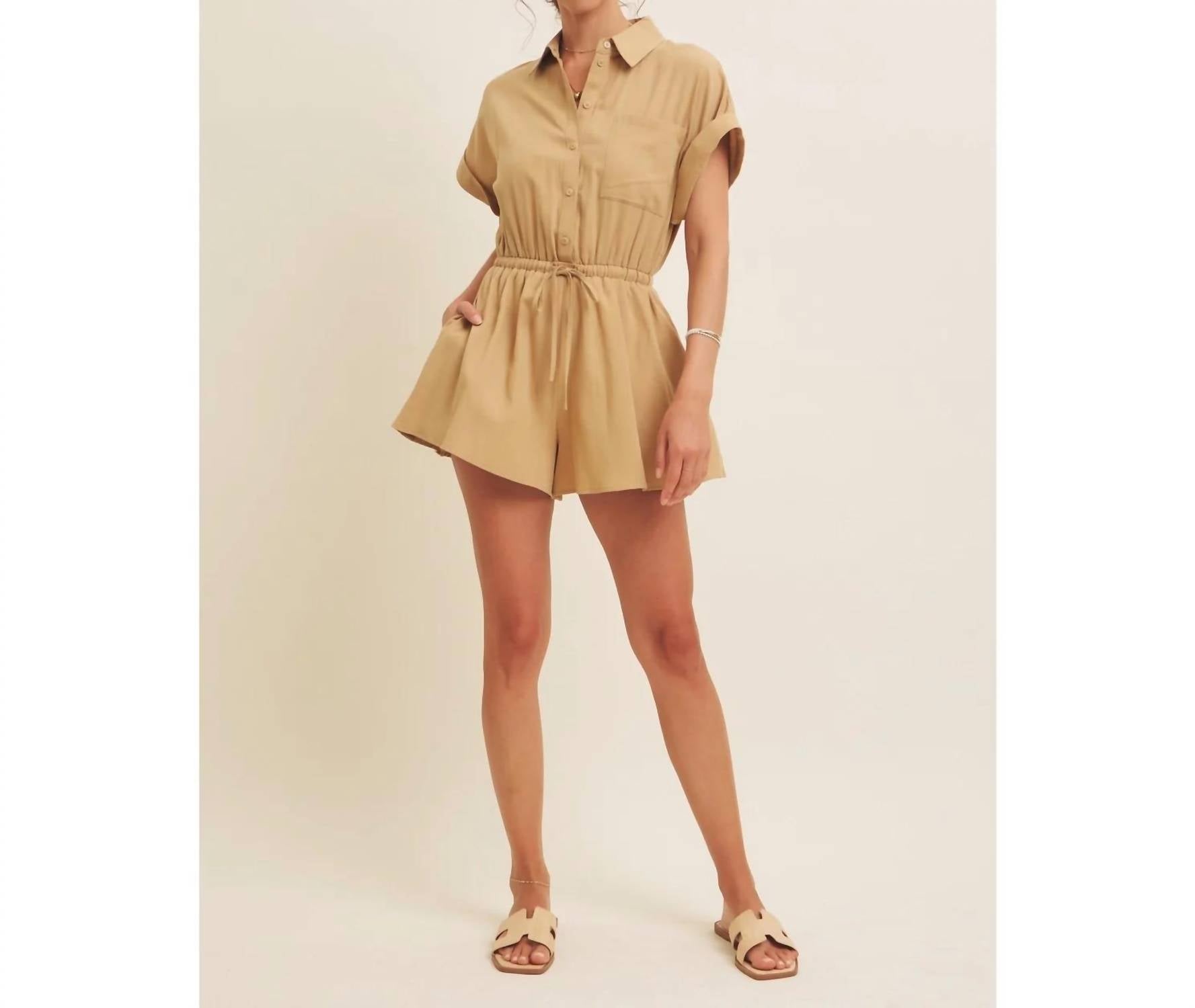 In February - Twill Button Down Romper