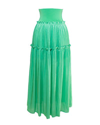 current air Women's Satin Weave Maxi Skirt in green - women's skirt