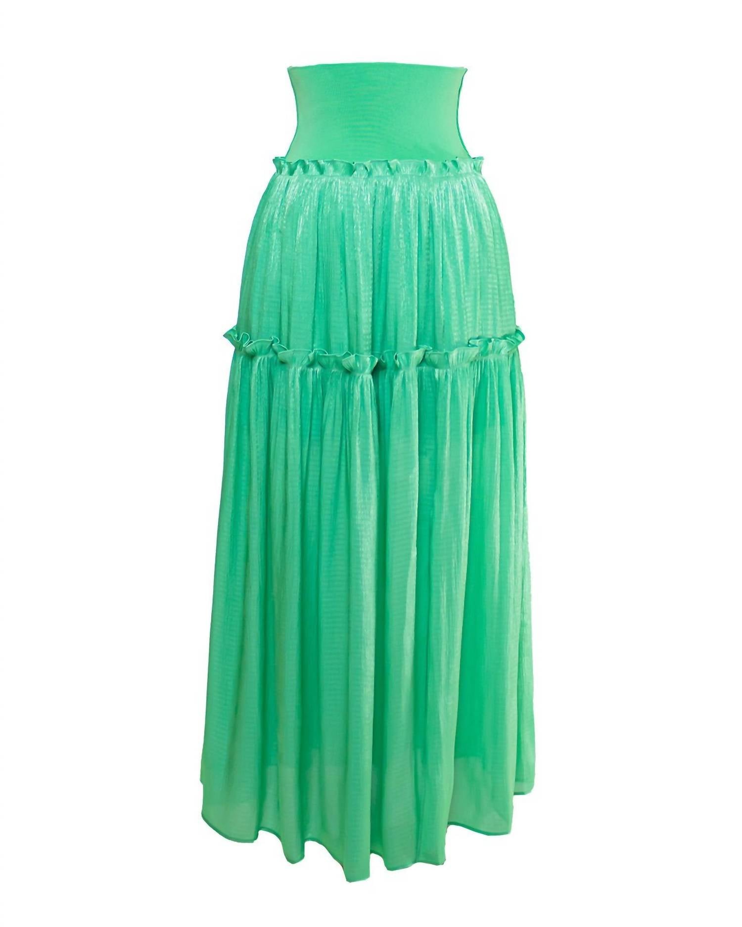 current air Women's Satin Weave Maxi Skirt in green - women's skirt